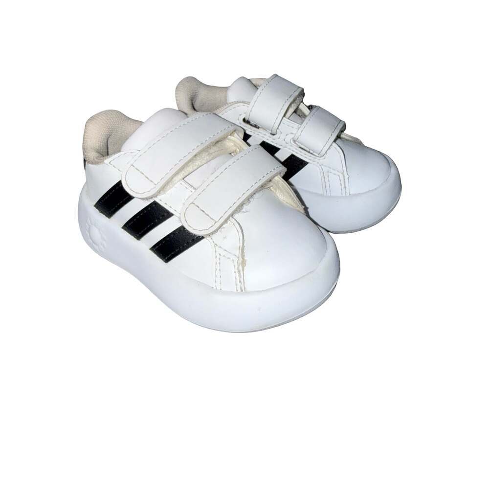 Adidas Advantage I Toddler Shoes Size 4 White Black Hook and Loop